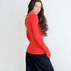 Long Sleeve Boatneck Top With Slit Sleeve