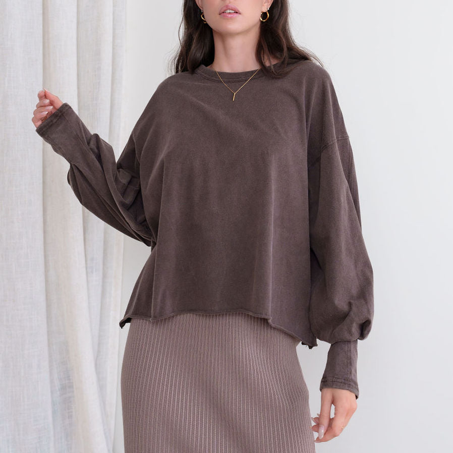 Light Raw Cut Jersey Knit Top