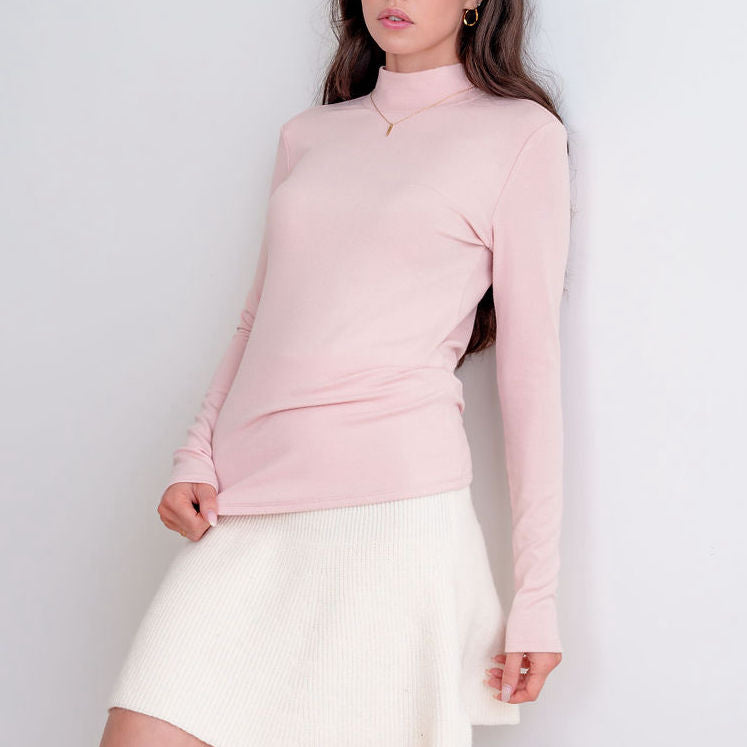 Soft Relaxed Fit Mock Neck Top