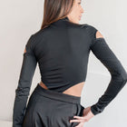Black Mock Neck Bodysuit With Zipper Bust Design
