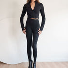 Seamless Ribbed Long Sleeve And Legging Set