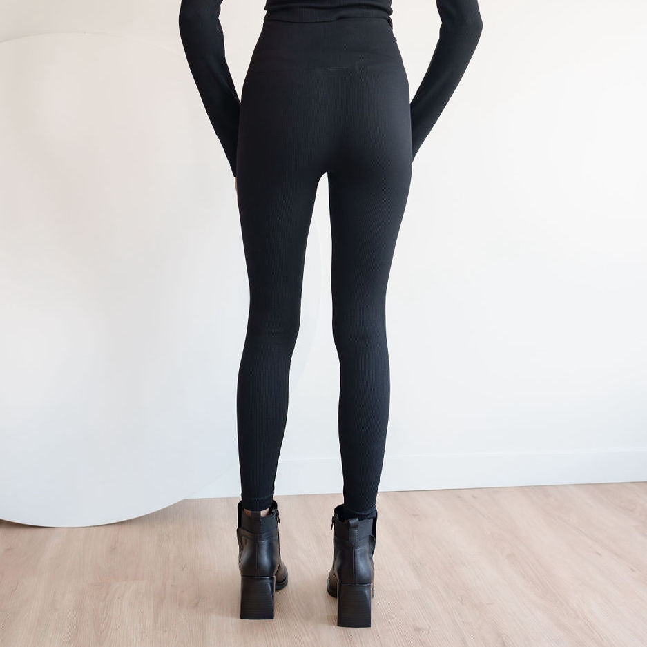 Seamless Ribbed Long Sleeve And Legging Set