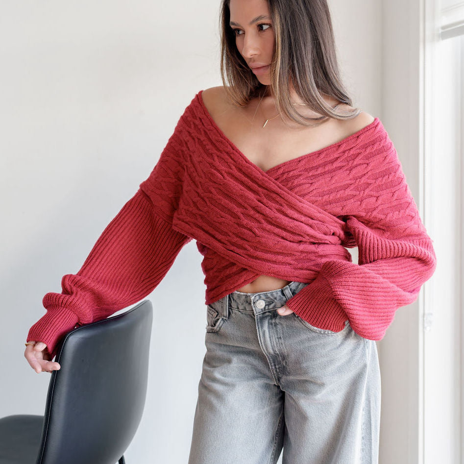 Criss Cross Heavy Sweater In Cable Knit