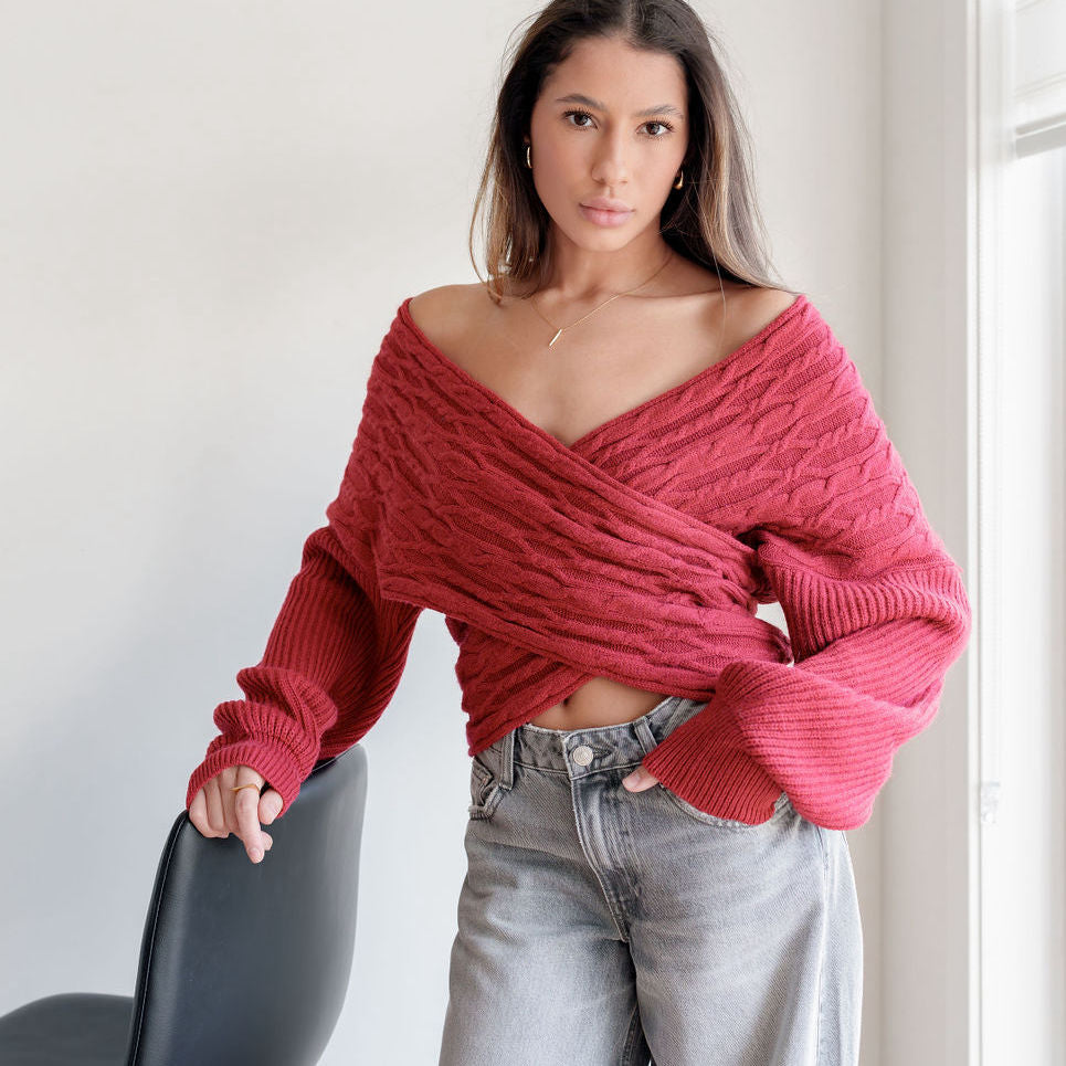 Criss Cross Heavy Sweater In Cable Knit