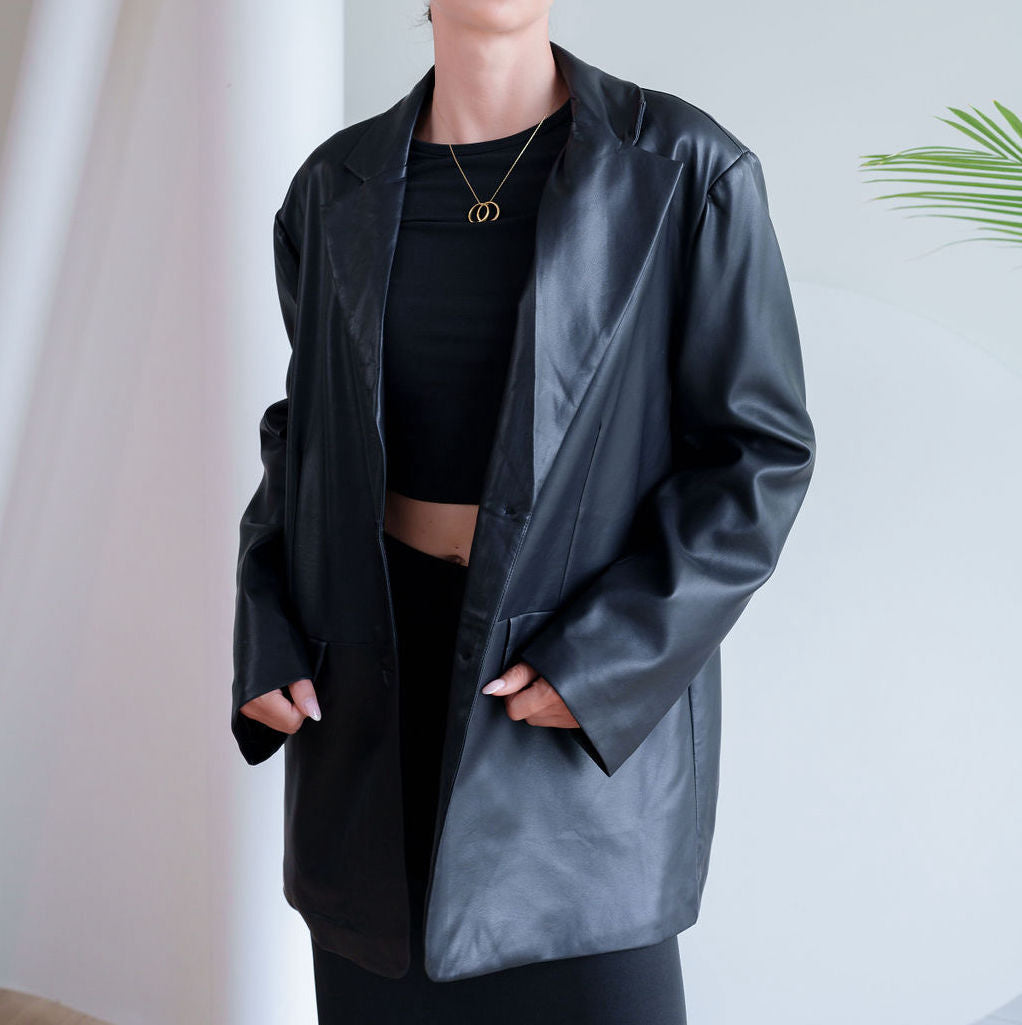 Black Leather Blazer