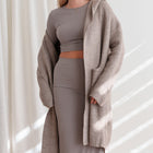 Hooded Heavy Cardigan in Taupe