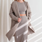 Hooded Heavy Cardigan in Taupe