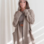 Hooded Heavy Cardigan in Taupe
