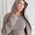 Hooded Heavy Cardigan in Taupe