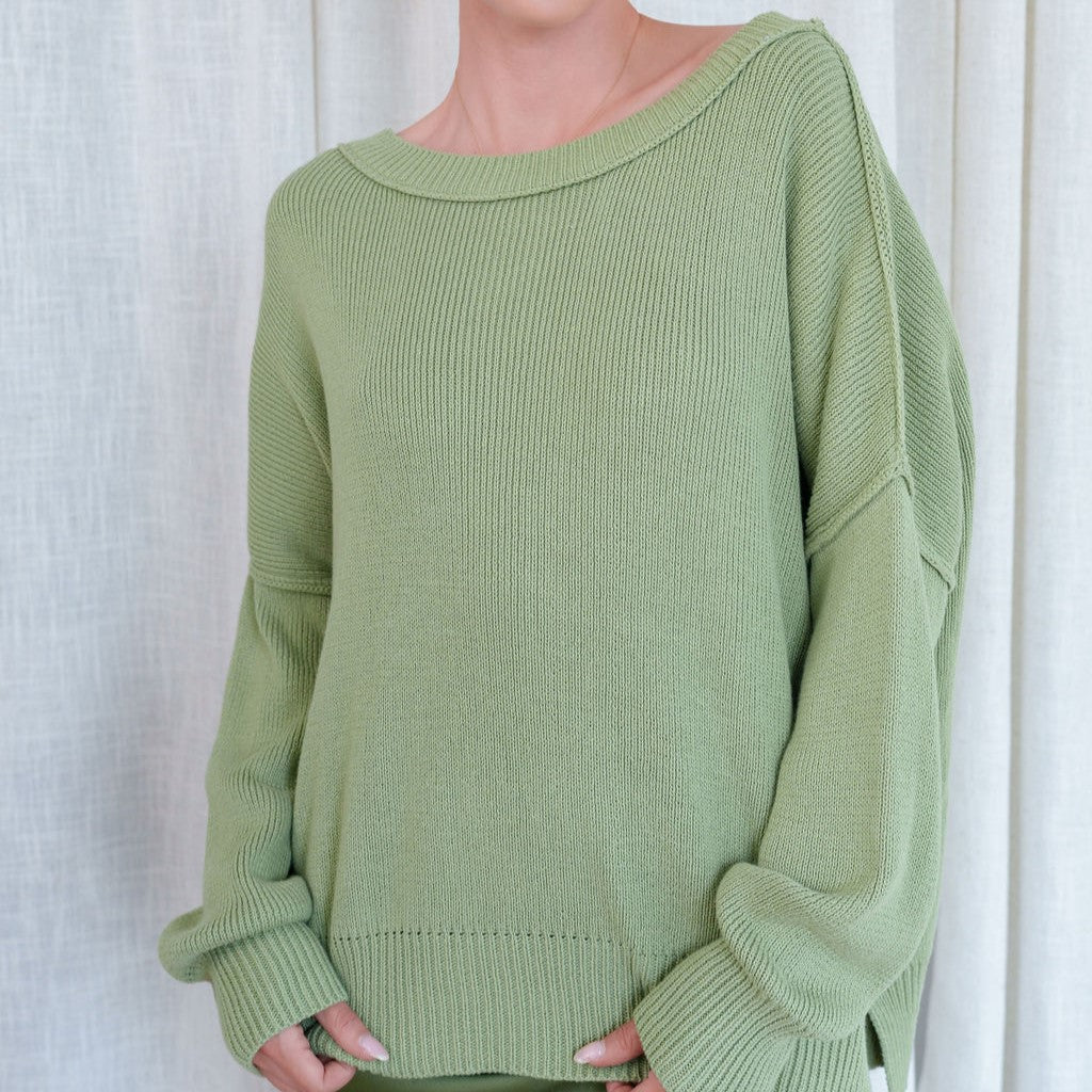 Heavy Sweater Ribbed Oversized in Sage