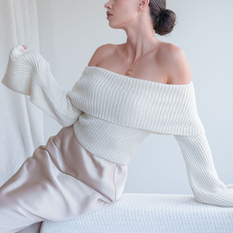 Off-Shoulder Heavy Sweater
