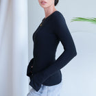 Long Sleeve Boatneck Top With Slit Sleeve