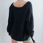Seam Front Design Sweater With V-Neckline