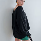 Seam Front Design Sweater With V-Neckline