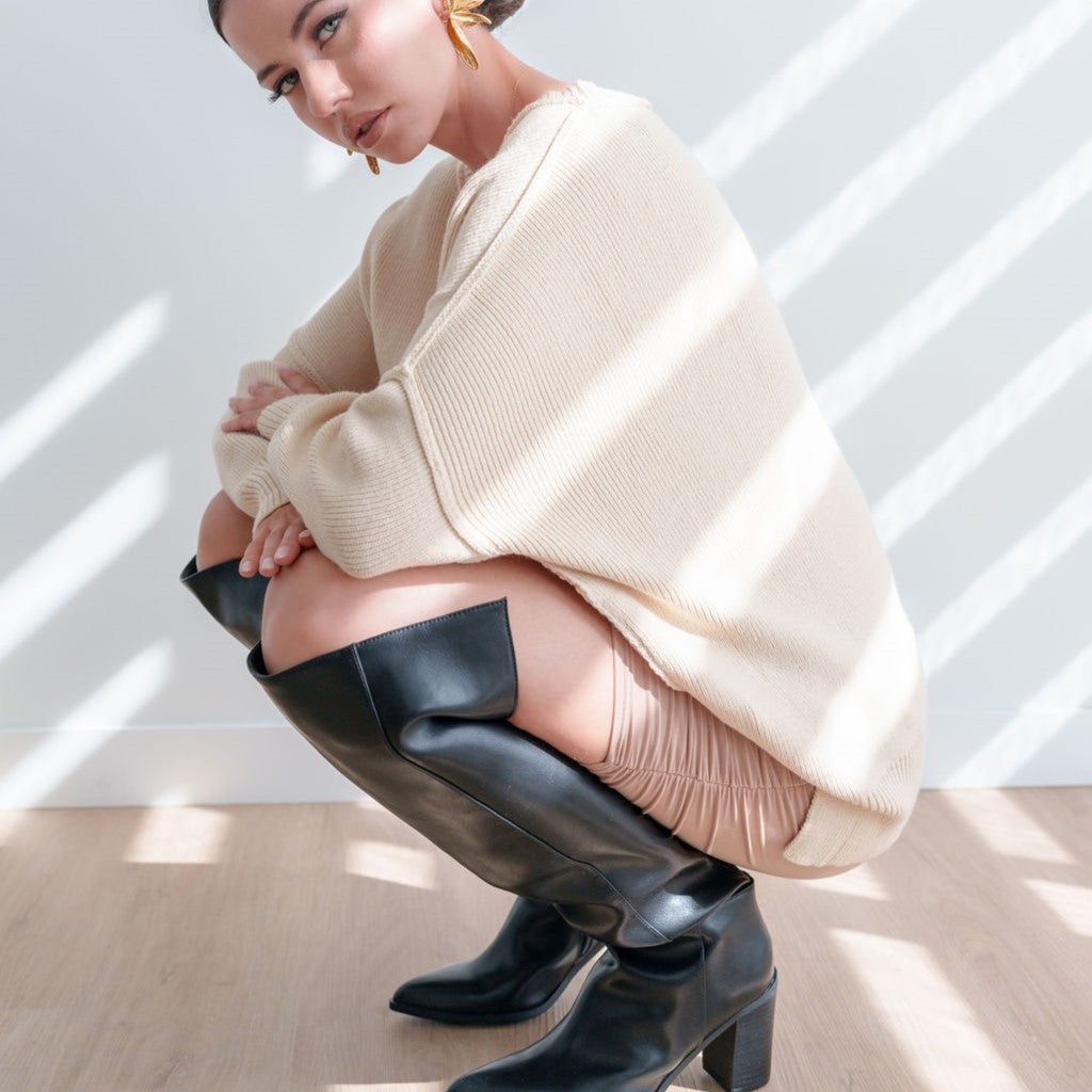 Heavy Sweater Ribbed Oversized in Cream