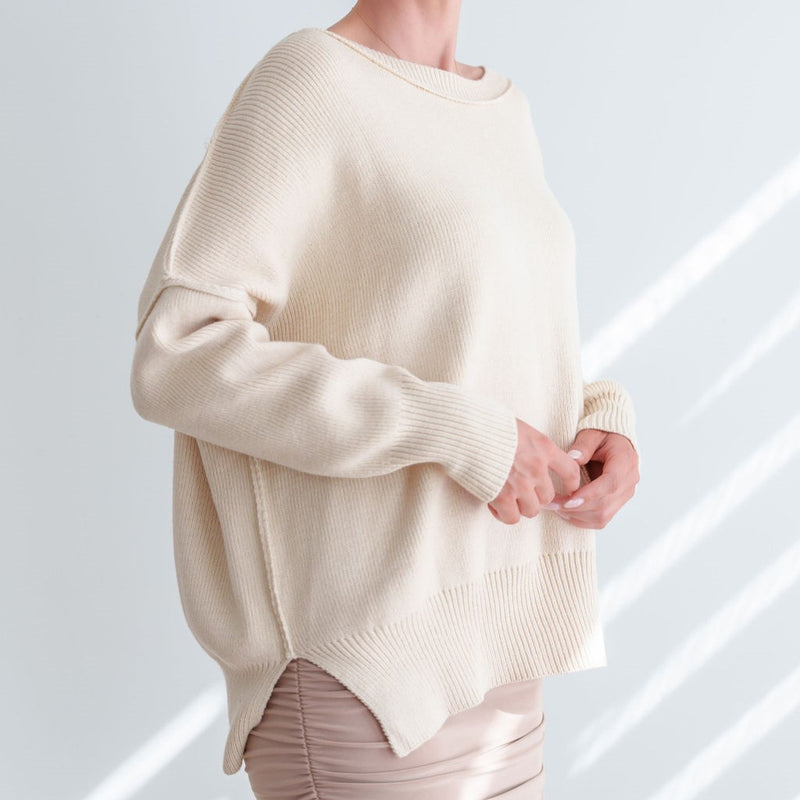 Heavy Sweater Ribbed Oversized in Cream