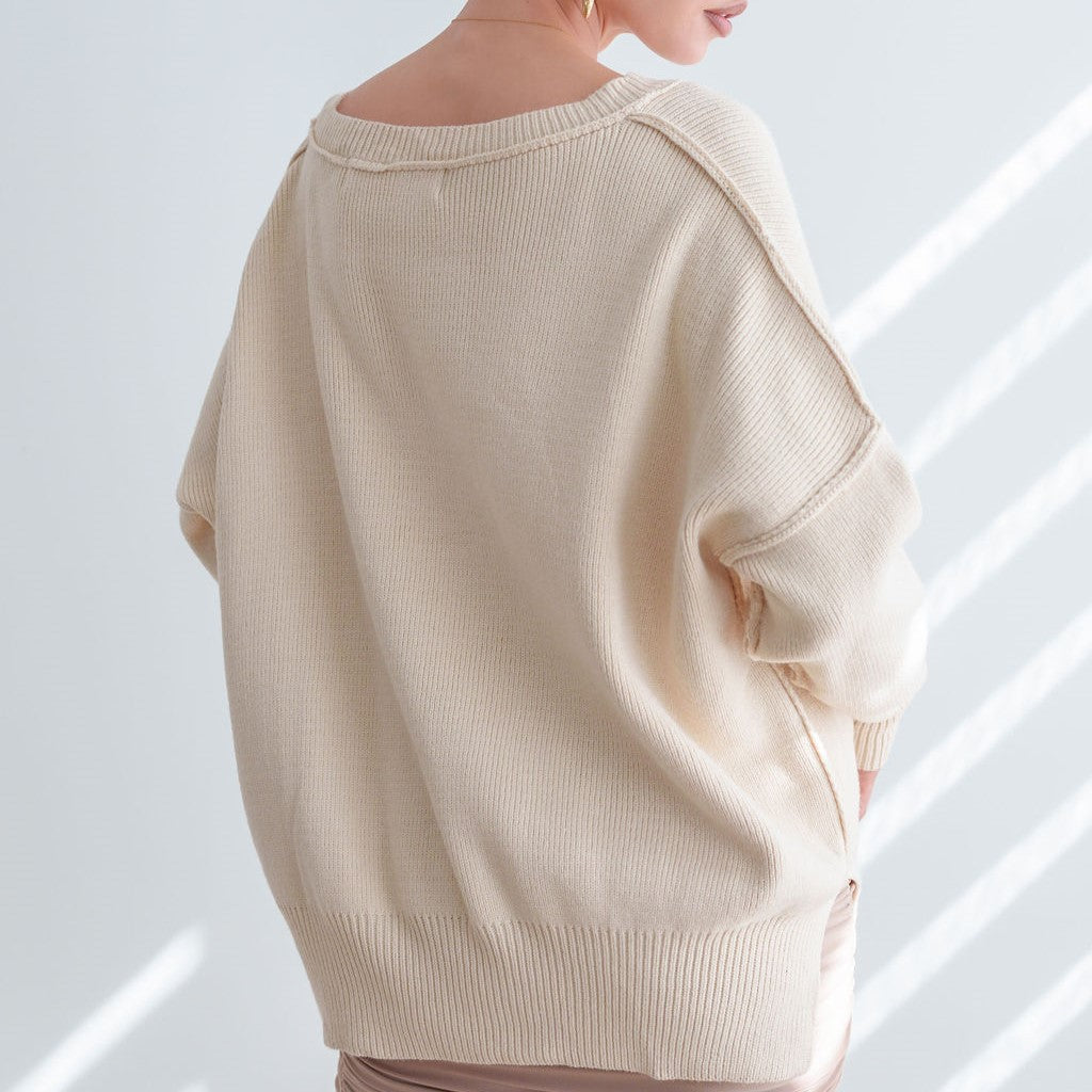 Heavy Sweater Ribbed Oversized in Cream
