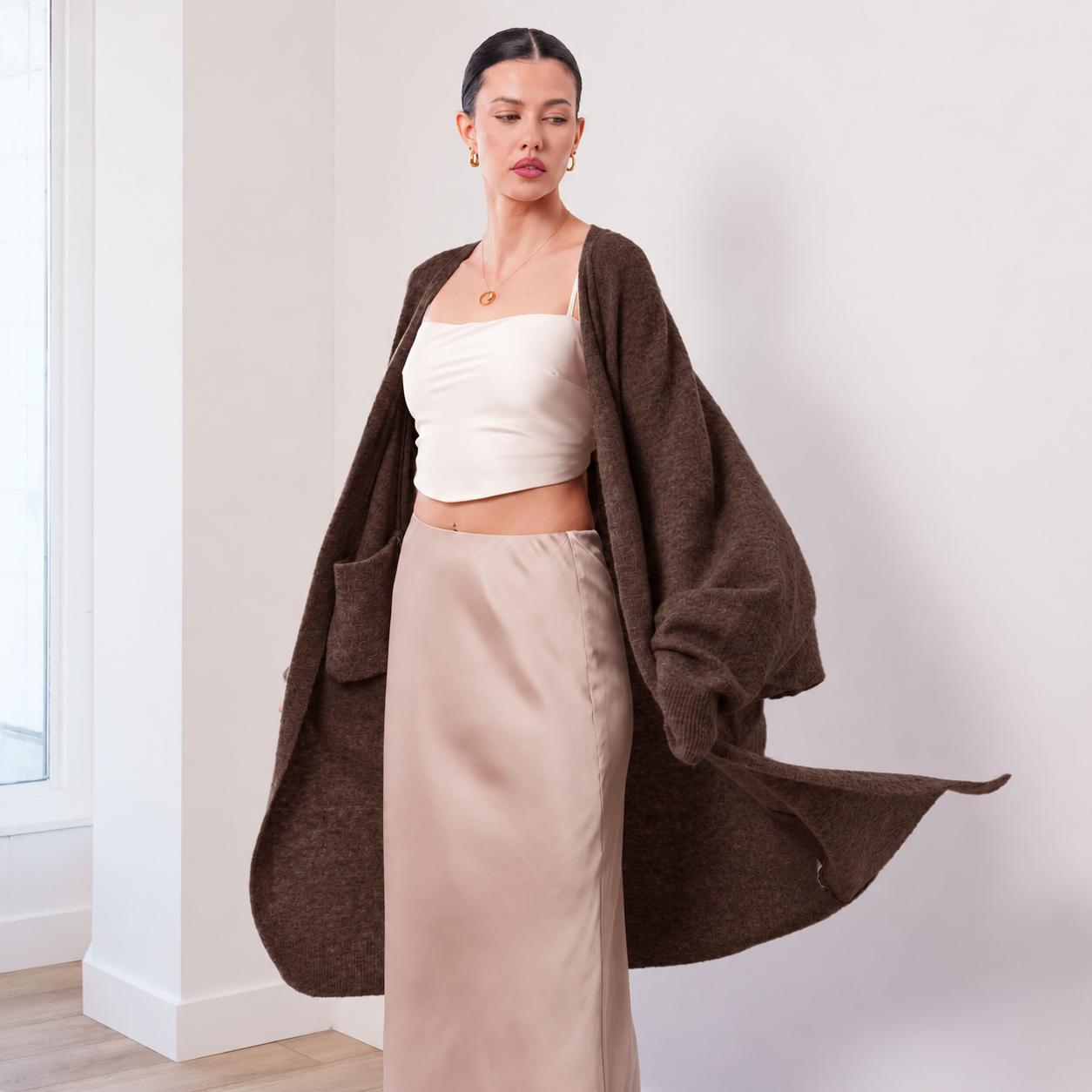 THE ÉTOILE DRAPED LONG CARDIGAN