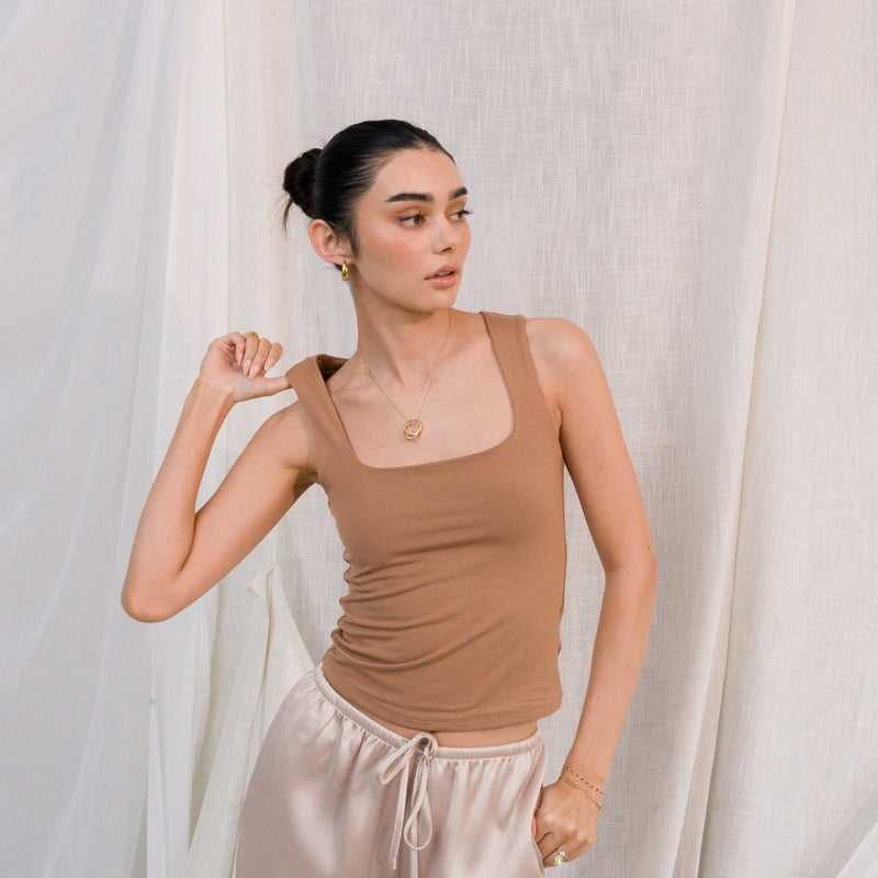 ULTRA SOFT, DOUBLE LINED SQUARE NECK MODAL TANK TOP