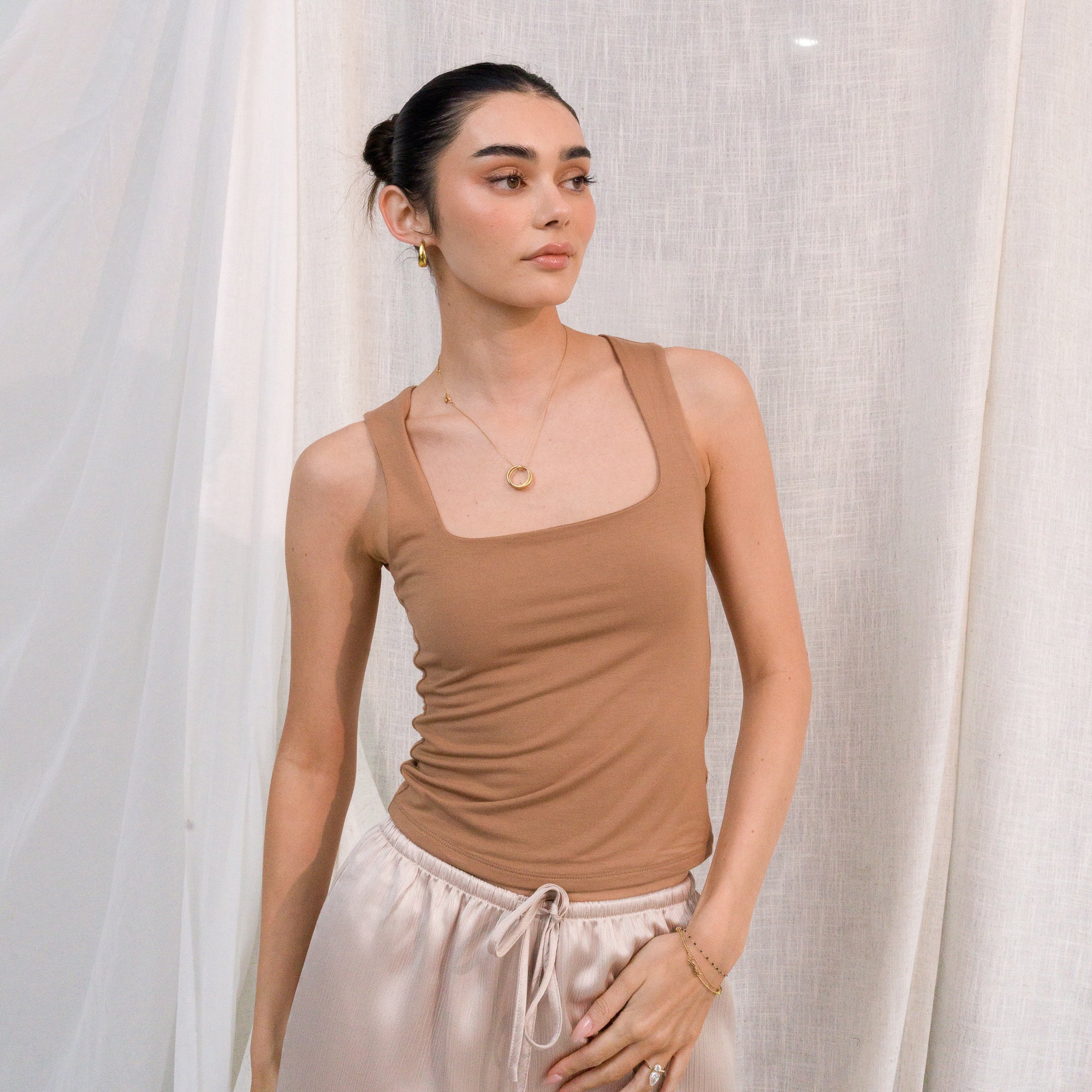 ULTRA SOFT, DOUBLE LINED SQUARE NECK MODAL TANK TOP