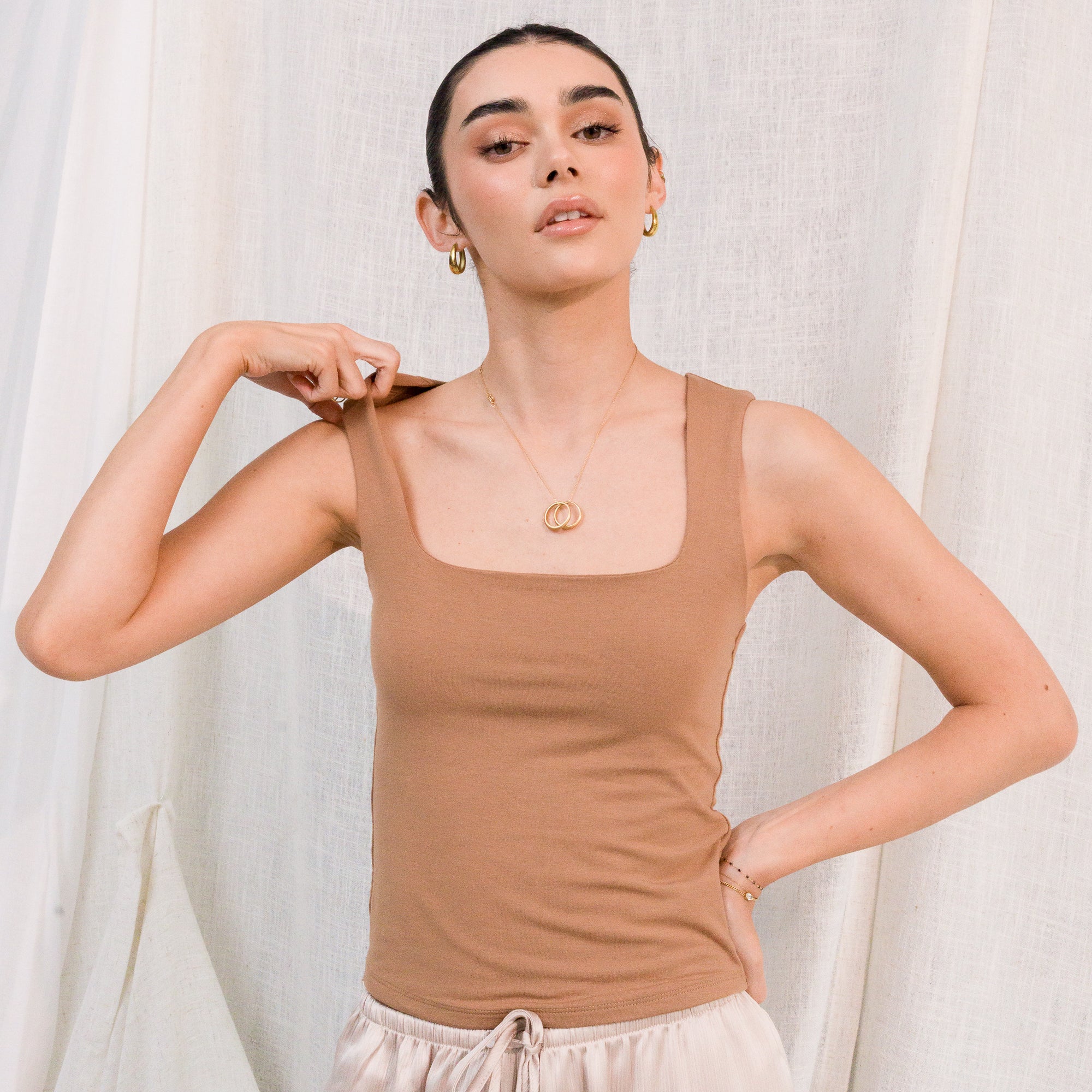 ULTRA SOFT, DOUBLE LINED SQUARE NECK MODAL TANK TOP
