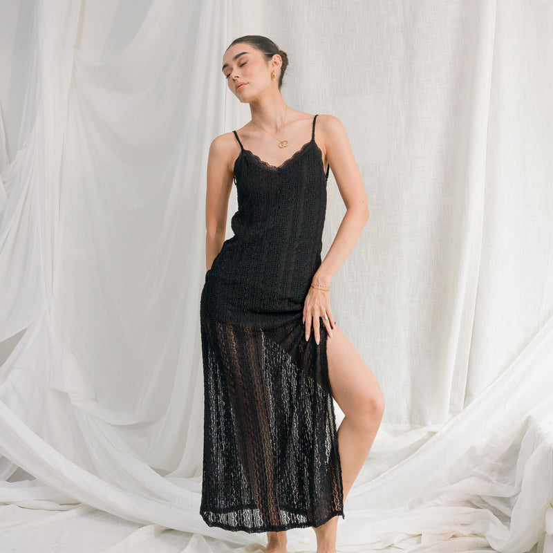 Knit Lace Open Back Dress with mini dress lining
