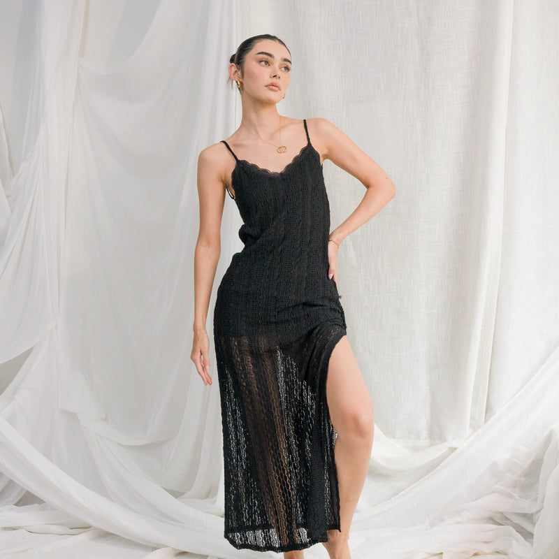 Knit Lace Open Back Dress with mini dress lining