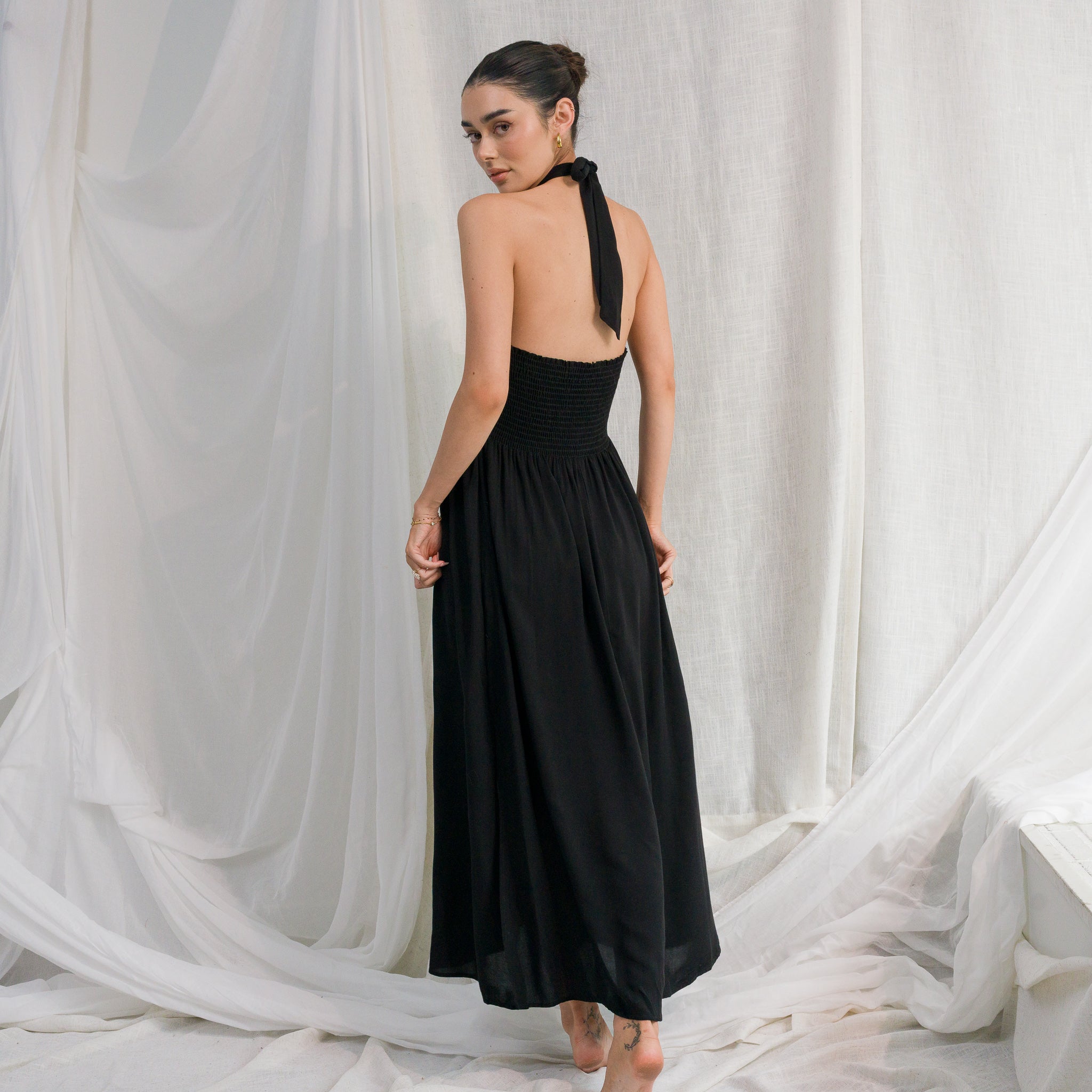 sheller シェリエ halter neck long dress 極美品 Mei High Split Halter Neck Maxi Dress in Ivory | Oh Polly