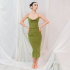 Best Seller - Moss Green Midi Dress in Silky Performance Fabric