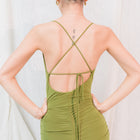 Best Seller - Moss Green Midi Dress in Silky Performance Fabric