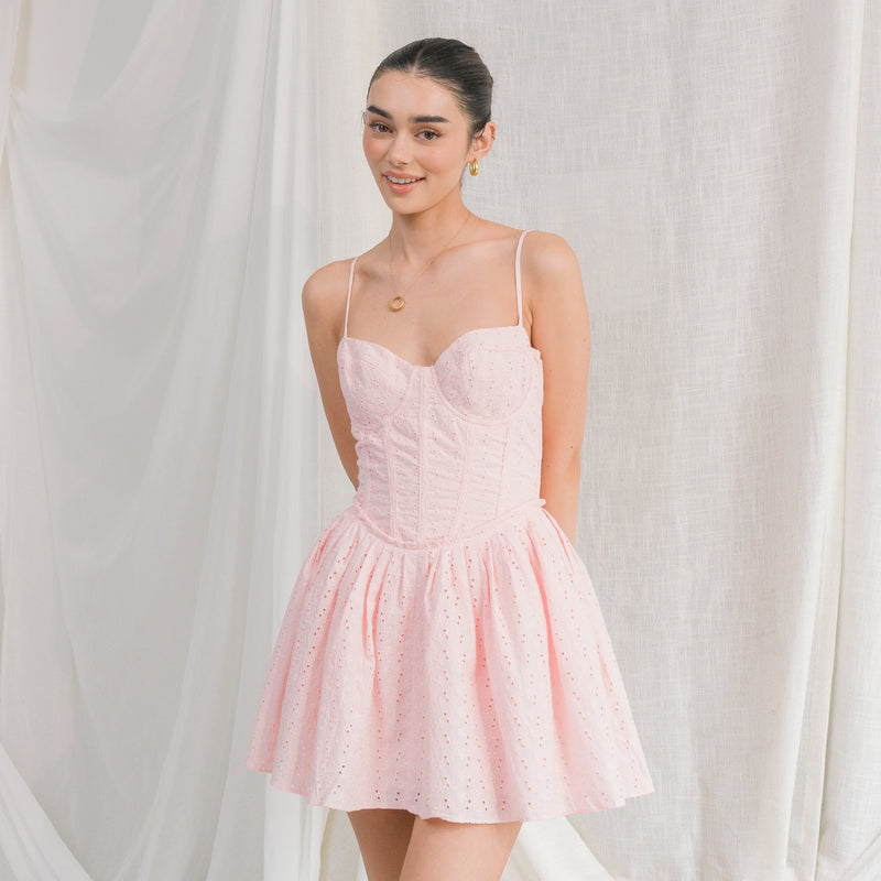 Cotton Mini Dress With Bustier Corset