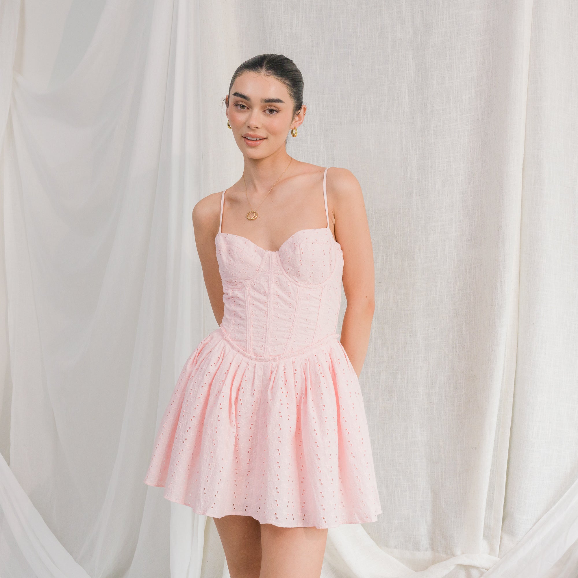 Cotton Mini Dress With Bustier Corset