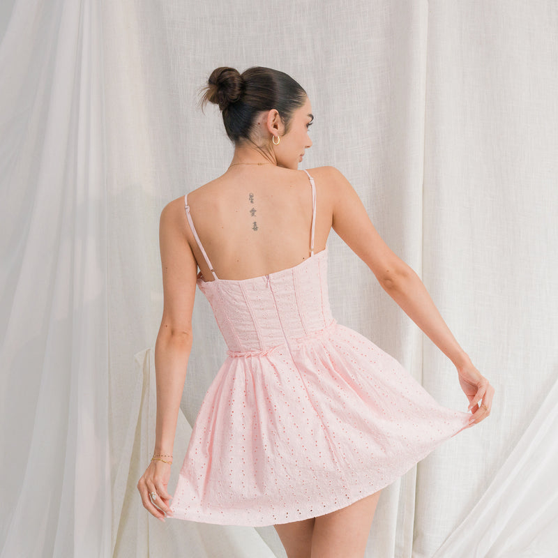 Cotton Mini Dress With Bustier Corset