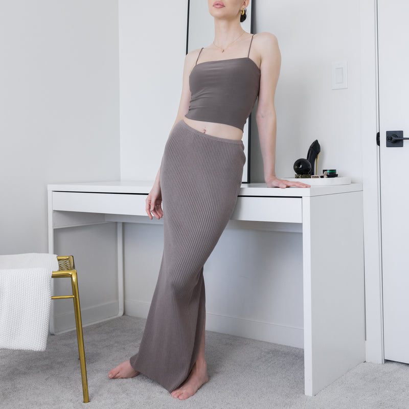Soft Ribbed Maxi Skirt