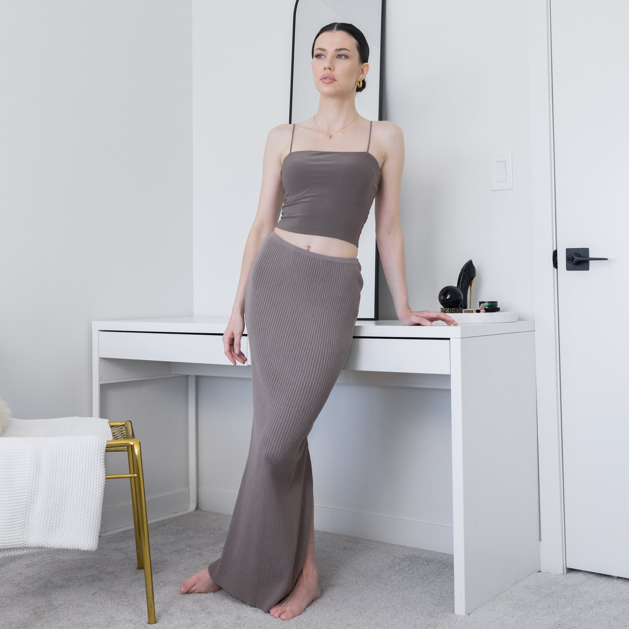 Soft Ribbed Maxi Skirt