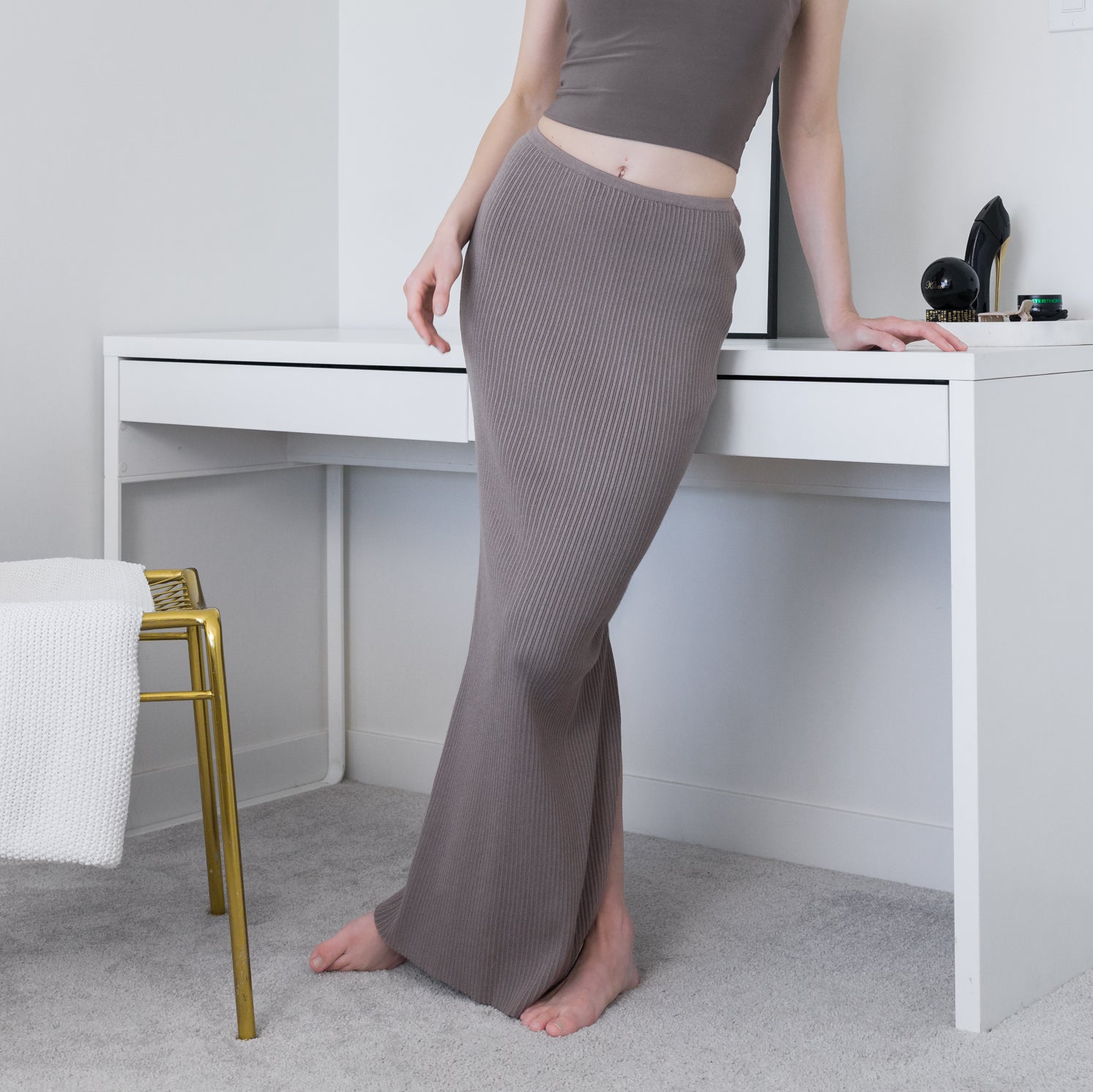 Soft Ribbed Maxi Skirt