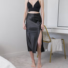 Heavy Satin Skirt With Slit