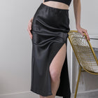Heavy Satin Skirt With Slit