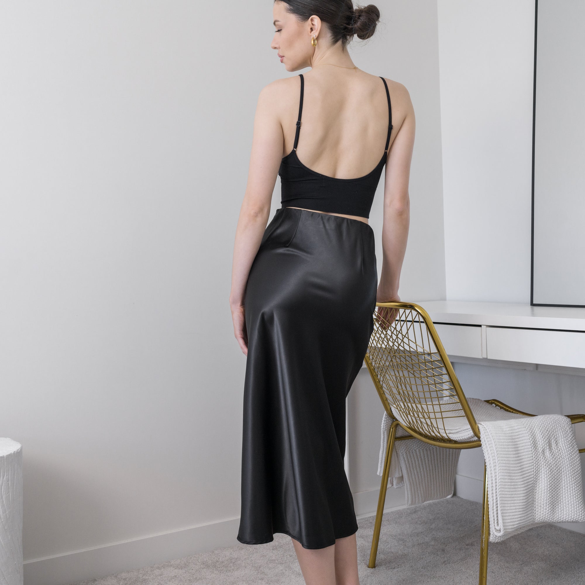 Heavy Satin Skirt With Slit