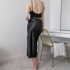Heavy Satin Skirt With Slit