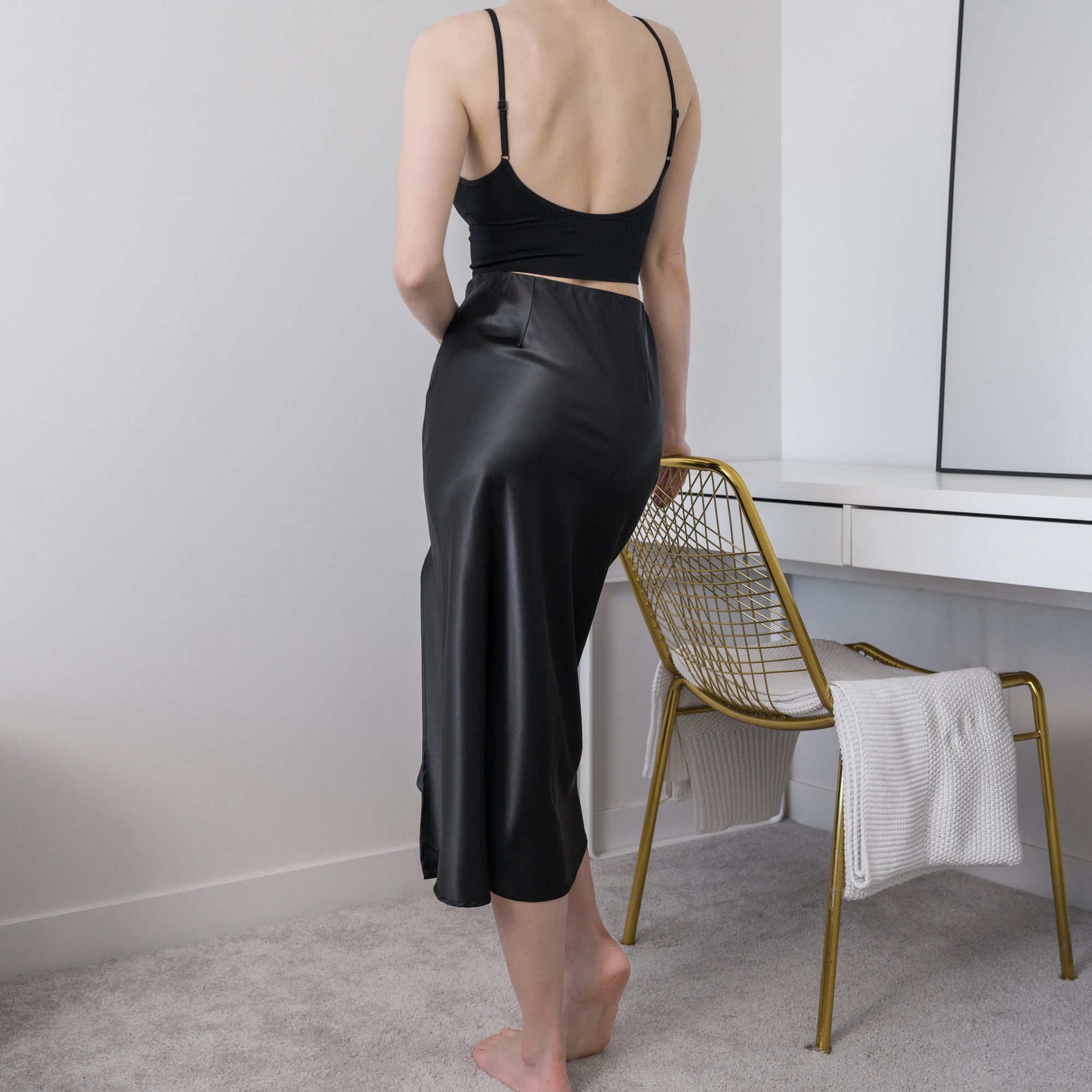 Heavy Satin Skirt With Slit