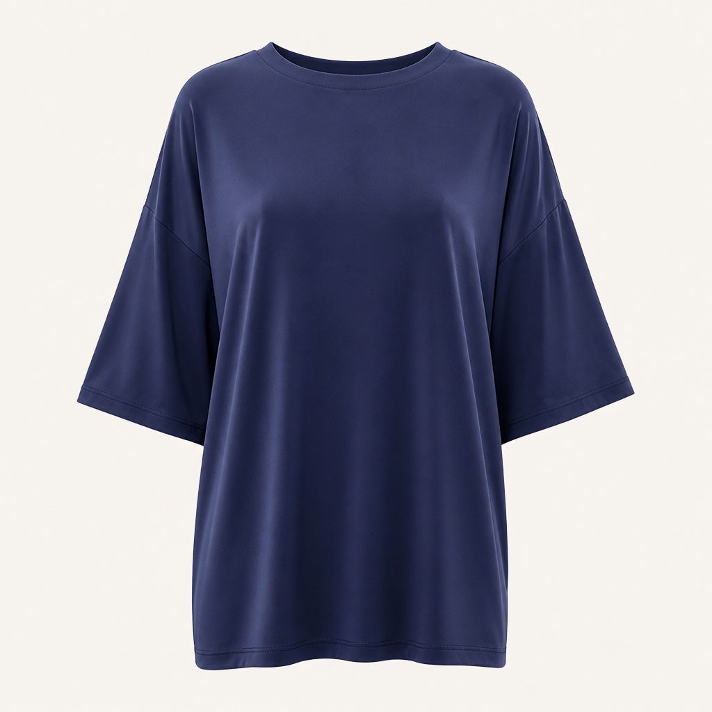 Cupro Boyfriend Tee in Navy