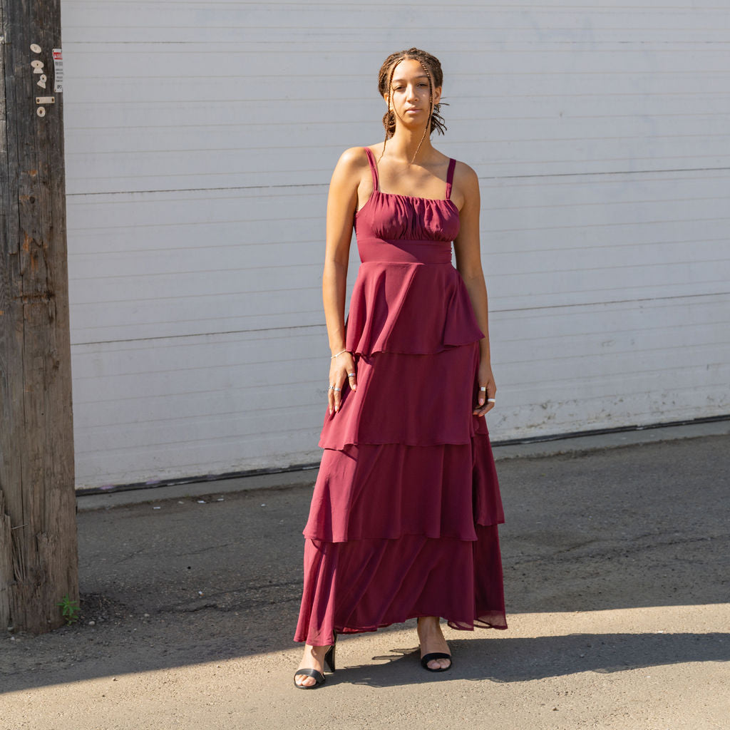 Multi-Layered Tie Back Maxi Dress