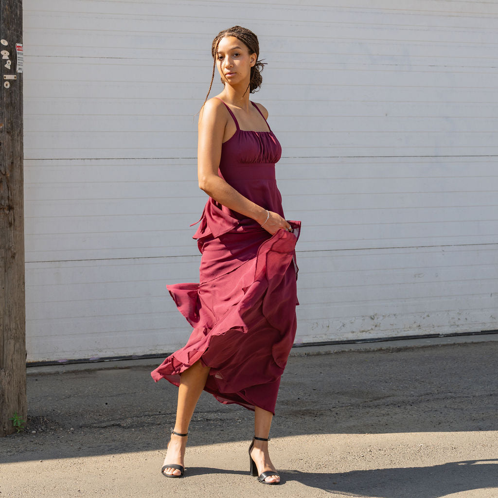 Multi-Layered Tie Back Maxi Dress