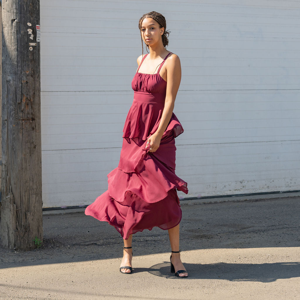 Multi-Layered Tie Back Maxi Dress