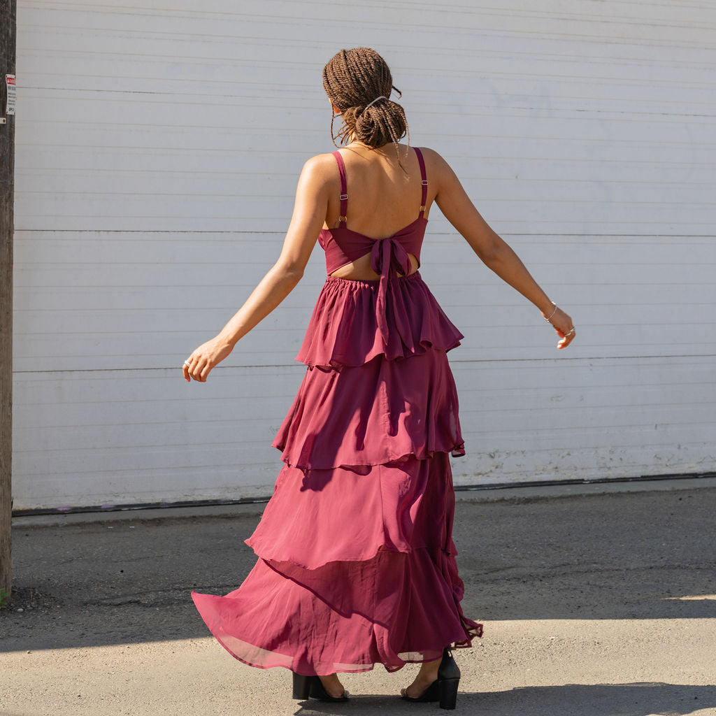 Multi-Layered Tie Back Maxi Dress