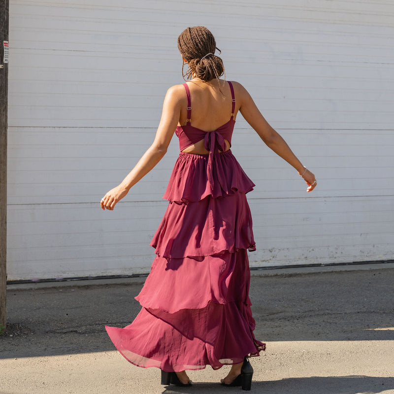 Multi-Layered Tie Back Maxi Dress