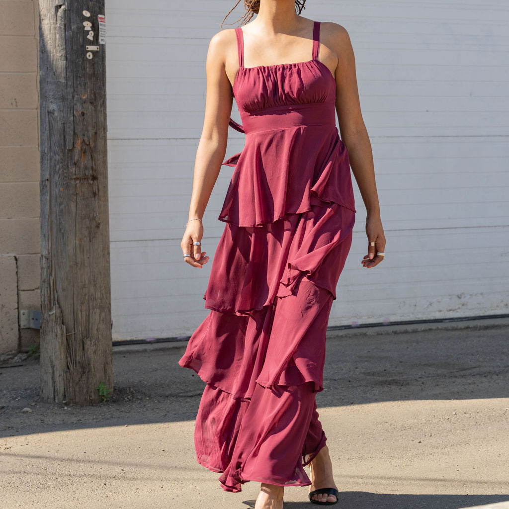 Multi-Layered Tie Back Maxi Dress