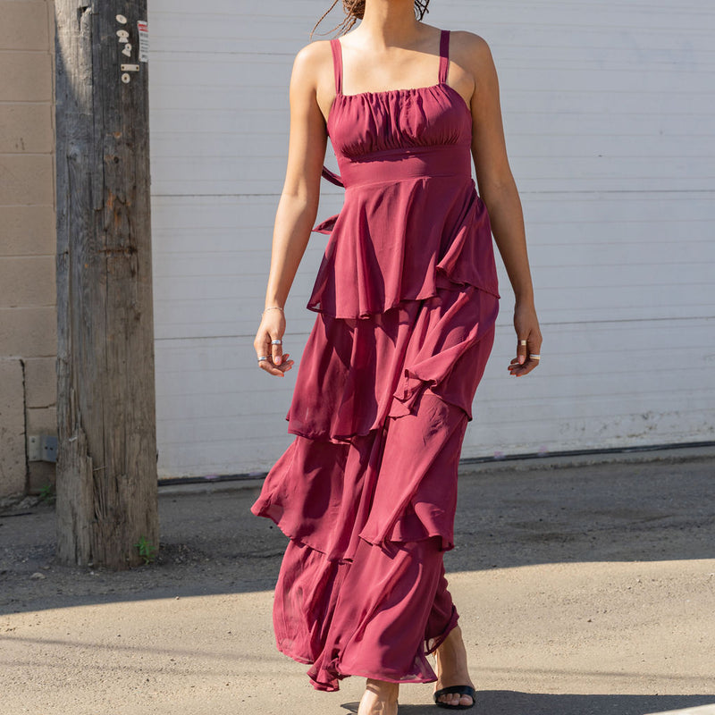 Multi-Layered Tie Back Maxi Dress