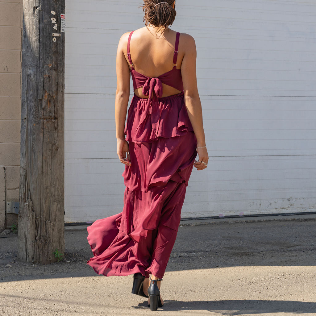 Multi-Layered Tie Back Maxi Dress
